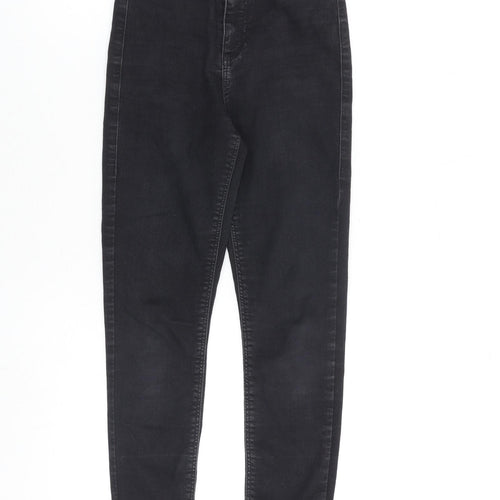 Topshop Womens Black Cotton Skinny Jeans Size 25 in Regular Zip