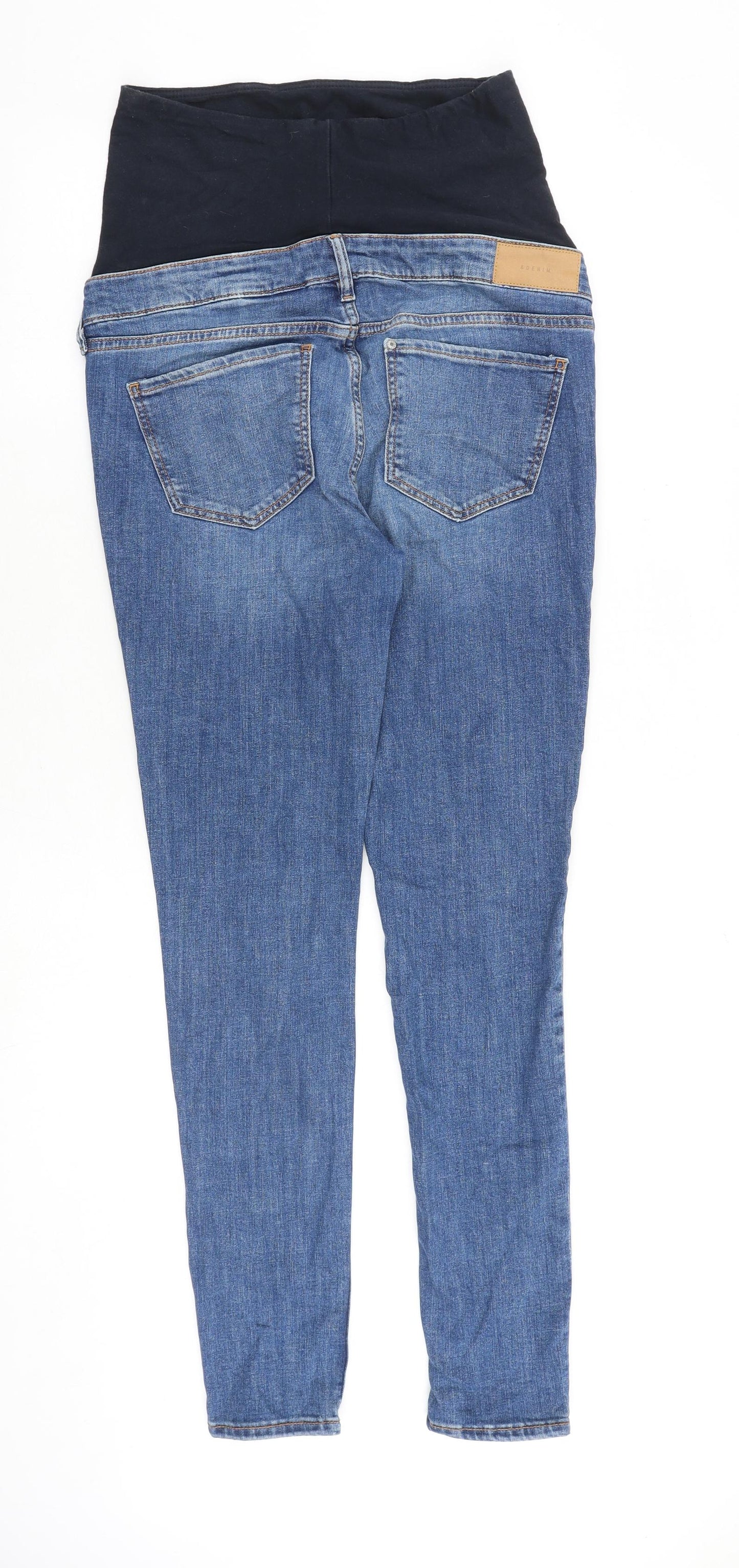 H&M Womens Blue Cotton Skinny Jeans Size 10 Regular Button