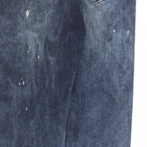 Cars Jeans Mens Blue Cotton Skinny Jeans Size 34 in L34 in Slim Zip - Paint Splatter