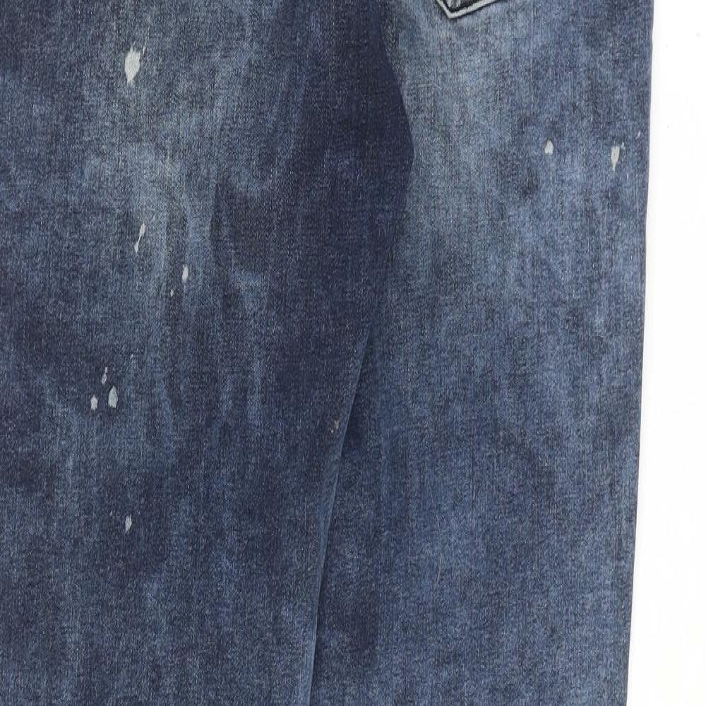 Cars Jeans Mens Blue Cotton Skinny Jeans Size 34 in L34 in Slim Zip - Paint Splatter