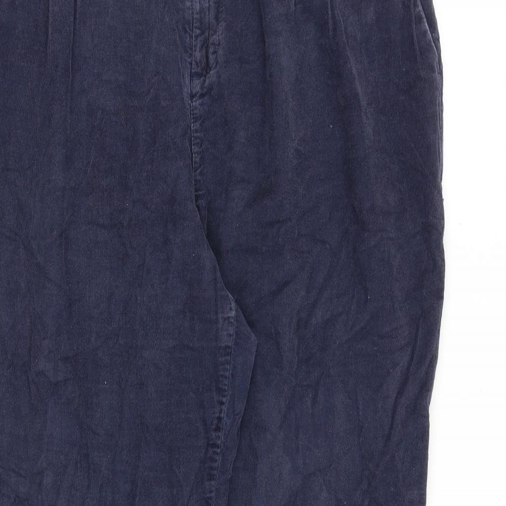 White Stuff Womens Blue Cotton Trousers Size 14 Regular Zip