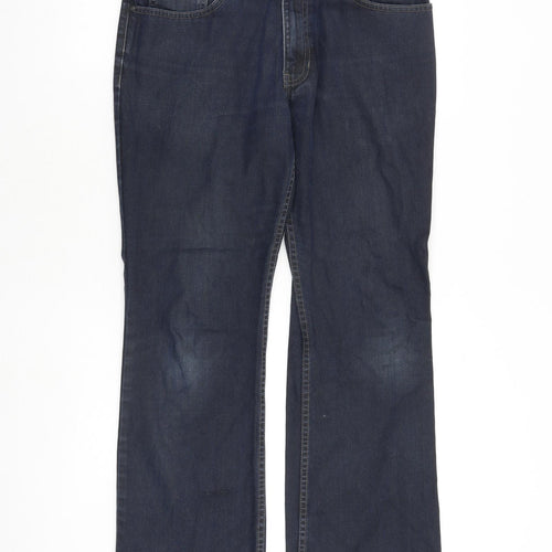Autograph Mens Blue Cotton Bootcut Jeans Size 34 in Regular Zip