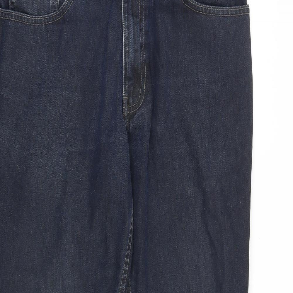Autograph Mens Blue Cotton Bootcut Jeans Size 34 in Regular Zip