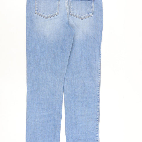 F&F Womens Blue Cotton Straight Jeans Size 8 Regular Zip