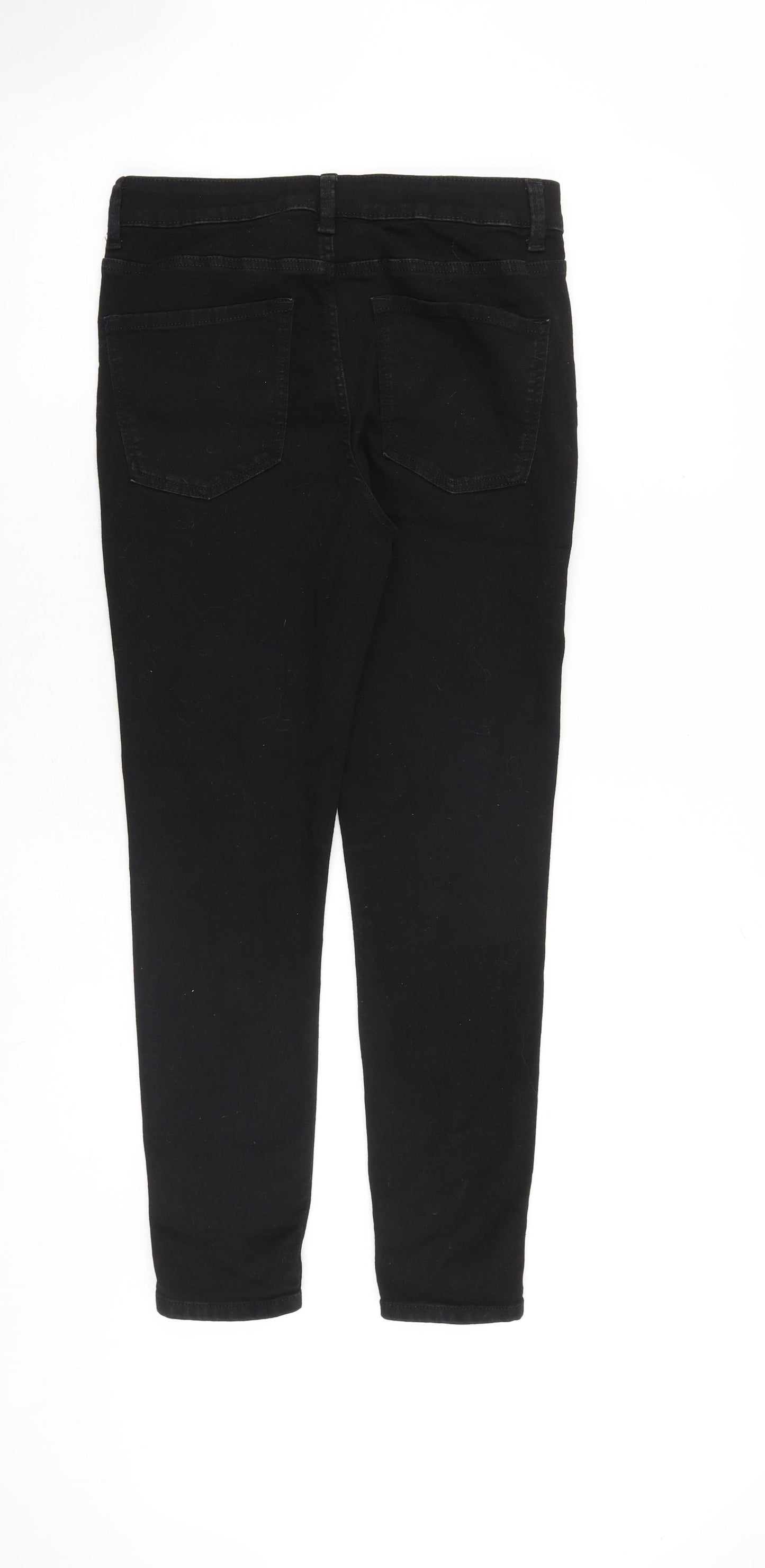 Marks and Spencer Womens Black Cotton Skinny Jeans Size 10 Slim Zip