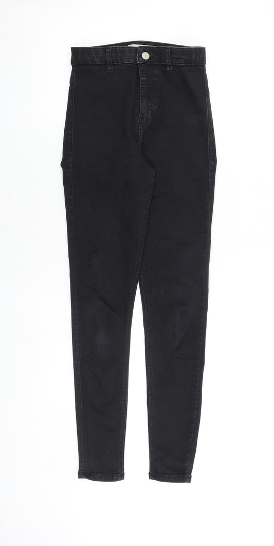 Topshop Womens Black Cotton Skinny Jeans Size 26 in L32 in Regular Zip