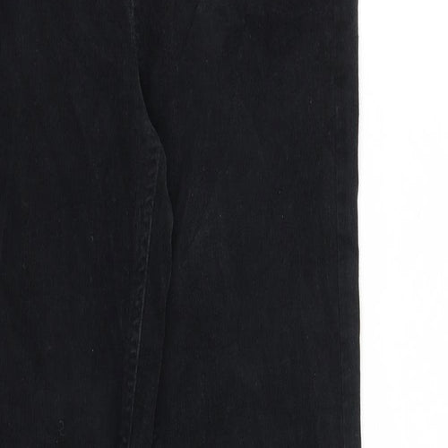 Marks and Spencer Womens Black Cotton Trousers Size 8 Regular Zip