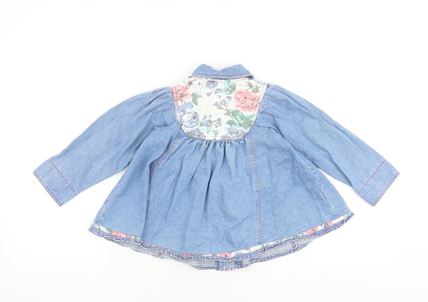 Linus&Lotta Girls Blue Floral Jacket Size 2-3 Years Button