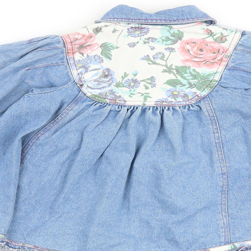 Linus&Lotta Girls Blue Floral Jacket Size 2-3 Years Button