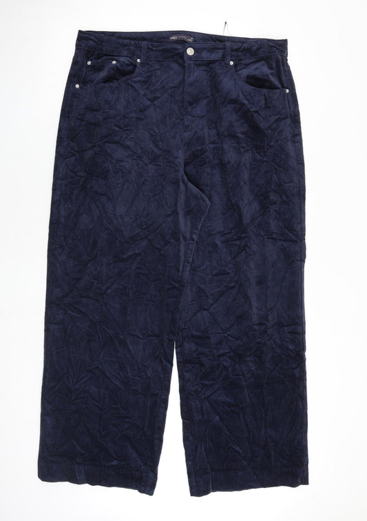 Marks and Spencer Womens Blue Cotton Trousers Size 20 L31 in Regular Zip