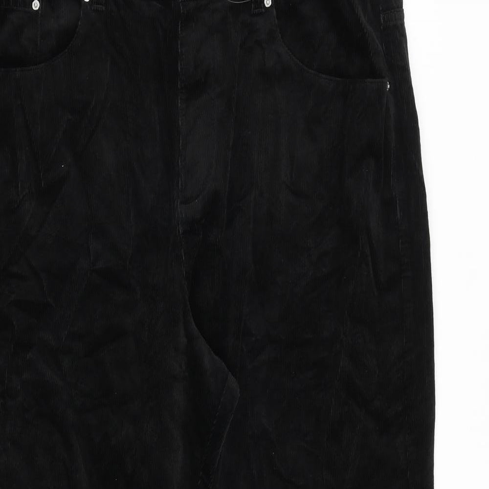 Marks and Spencer Womens Black Cotton Trousers Size 20 L31 in Regular Zip