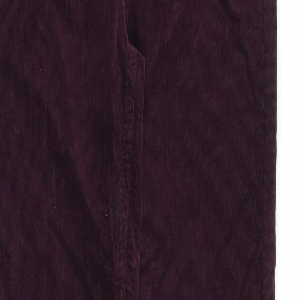 Marks and Spencer Womens Purple Cotton Trousers Size 8 L32 in Regular Zip