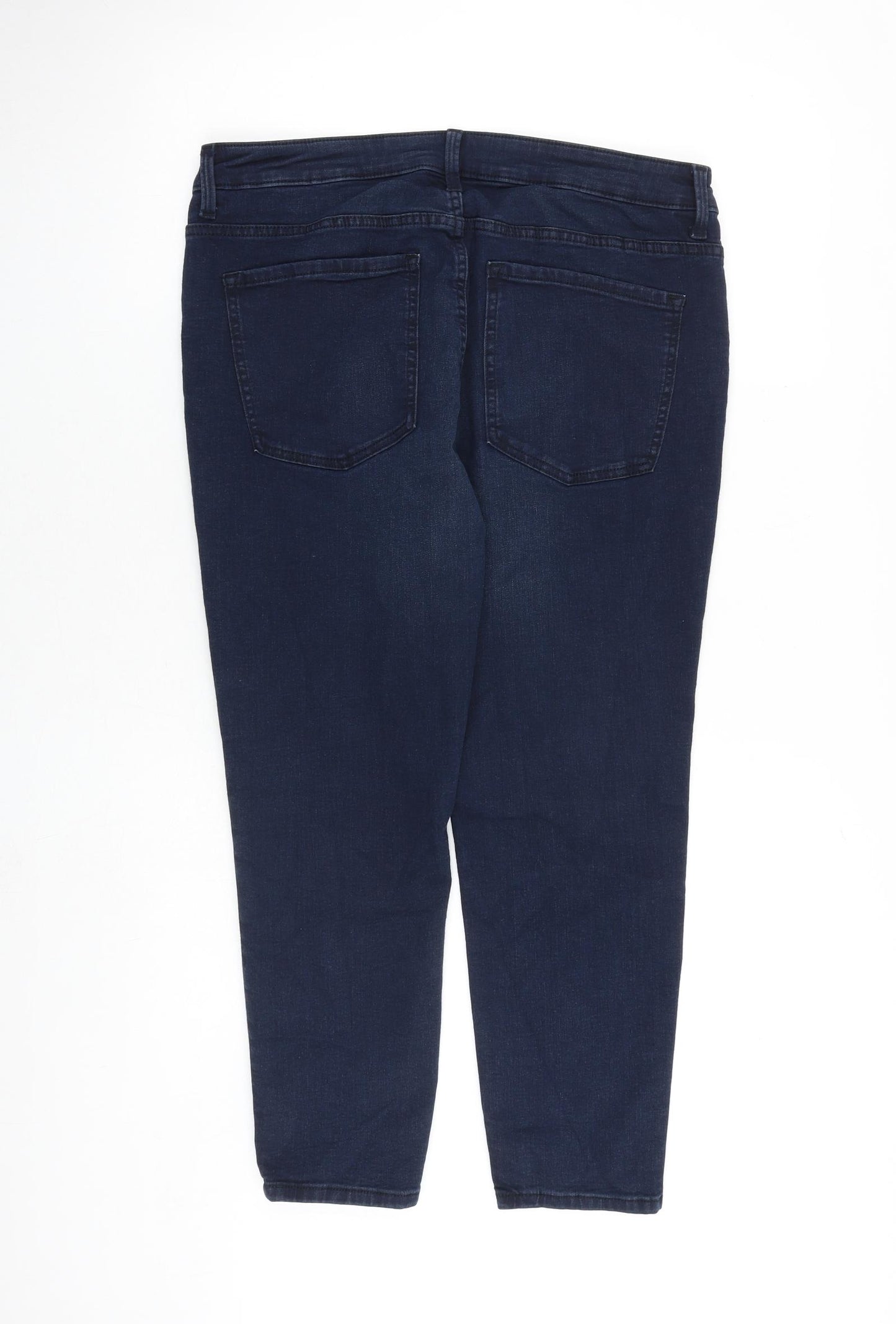 Marks and Spencer Womens Blue Cotton Skinny Jeans Size 16 L27 in Slim Zip