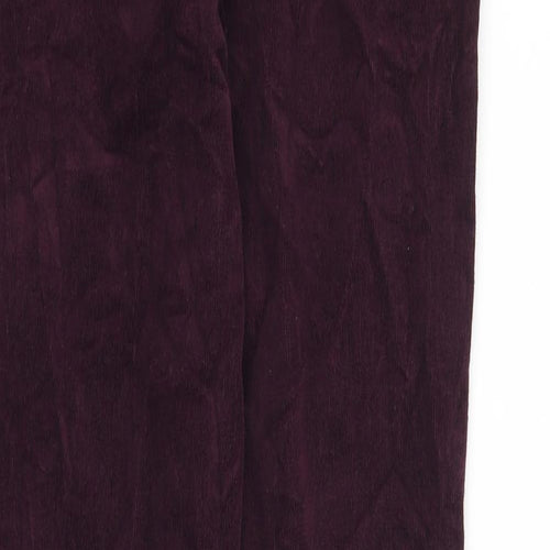 Marks and Spencer Womens Purple Cotton Trousers Size 6 L30 in Regular Zip