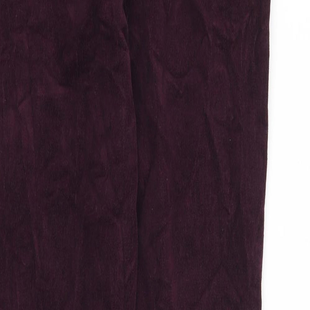 Marks and Spencer Womens Purple Cotton Trousers Size 6 L30 in Regular Zip