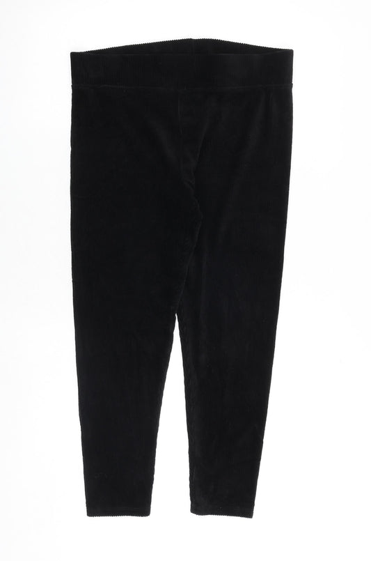Marks and Spencer Womens Black Cotton Chino Leggings Size 14 L25 in Regular