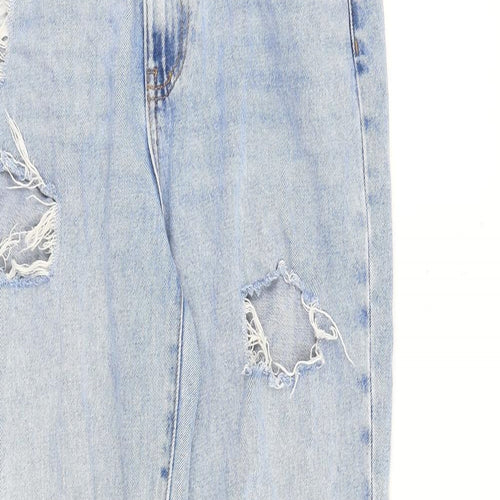 Denim & Co. Womens Blue Cotton Straight Jeans Size 8 L31 in Regular Zip