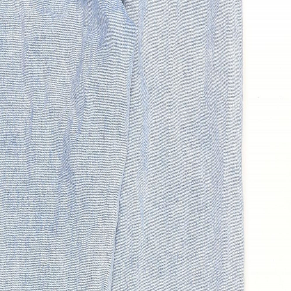 Denim & Co. Womens Blue Cotton Straight Jeans Size 8 L31 in Regular Zip