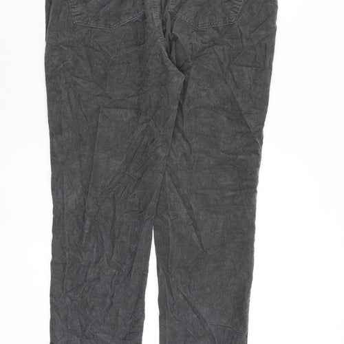 Marks and Spencer Womens Grey Cotton Trousers Size 18 L28 in Regular Zip