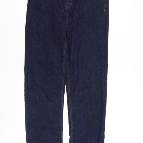 Marks and Spencer Womens Blue Cotton Straight Jeans Size 12 L32 in Regular Zip