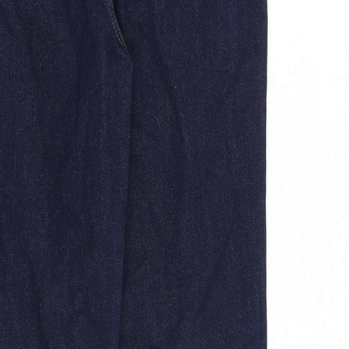 Marks and Spencer Womens Blue Cotton Straight Jeans Size 12 L32 in Regular Zip