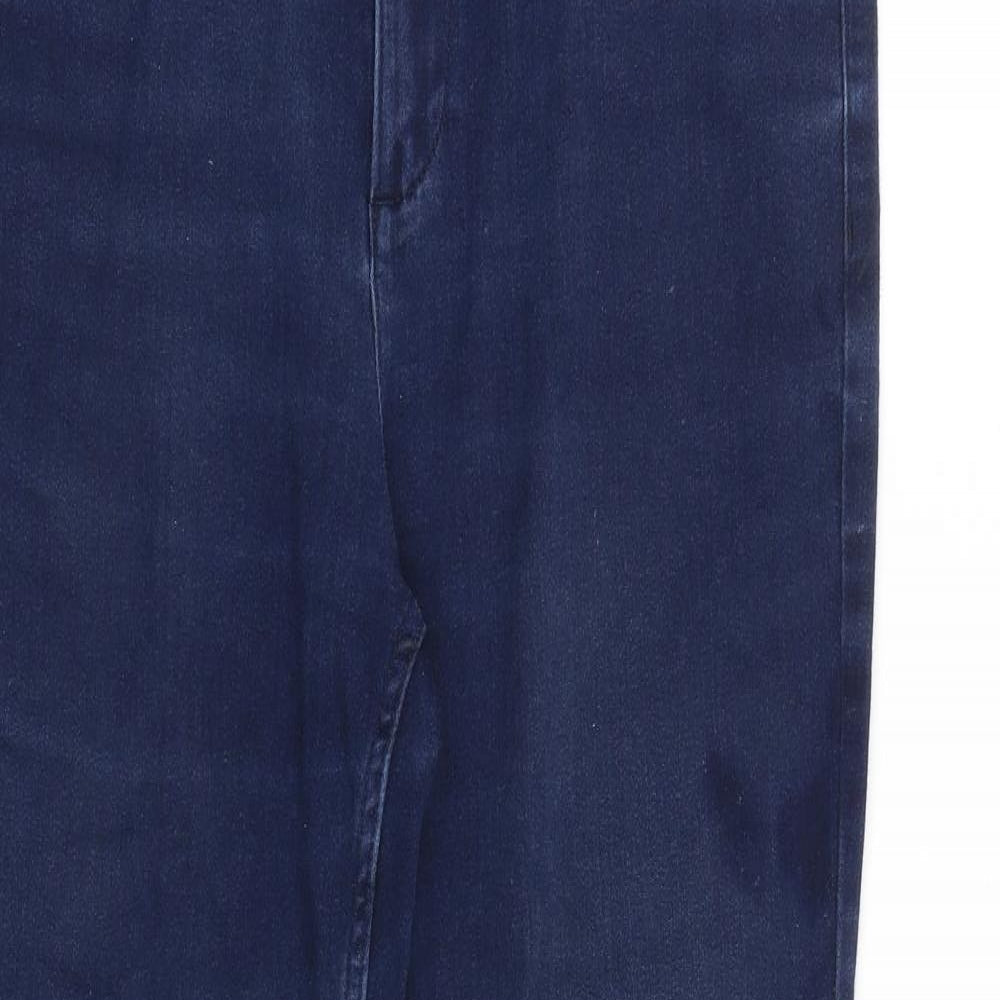 Marks and Spencer Womens Blue Cotton Straight Jeans Size 12 L27 in Regular Zip
