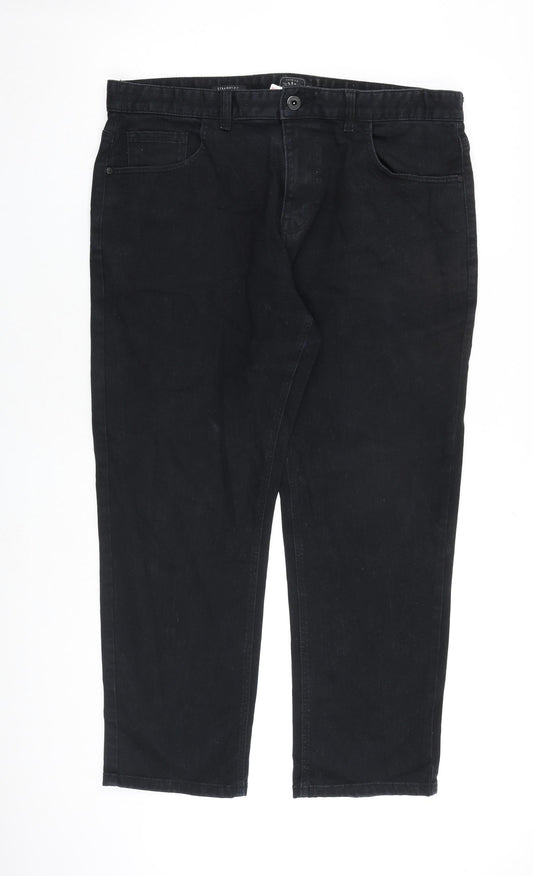 NEXT Mens Black Cotton Straight Jeans Size 38 in L29 in Regular Zip