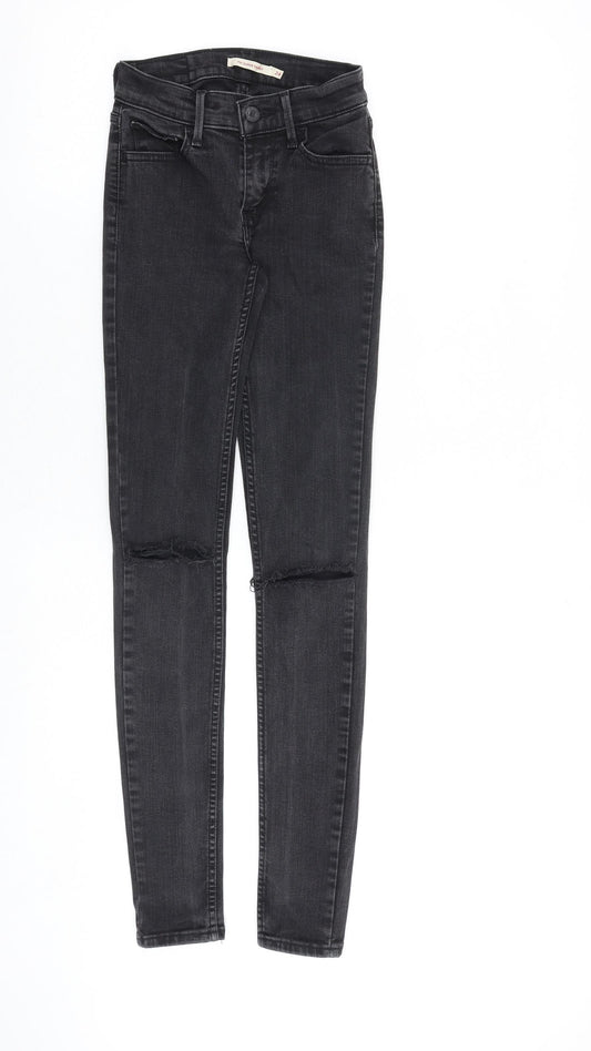 Levis Womens Grey Cotton Skinny Jeans Size 24 in L30 in Slim Zip