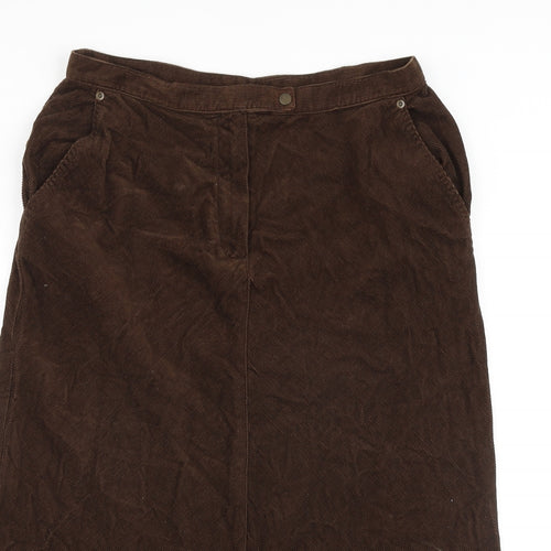 Bonmarché Womens Brown Cotton A-Line Skirt Size 16 Zip