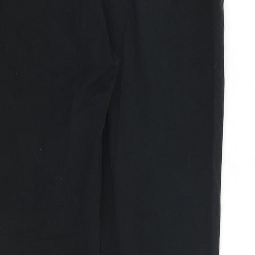 Marks and Spencer Womens Black Cotton Trousers Size 14 L30 in Regular Zip