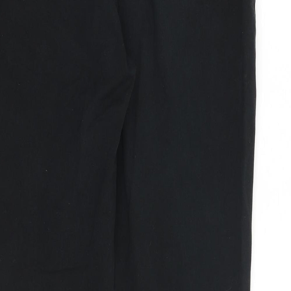 Marks and Spencer Womens Black Cotton Trousers Size 14 L30 in Regular Zip