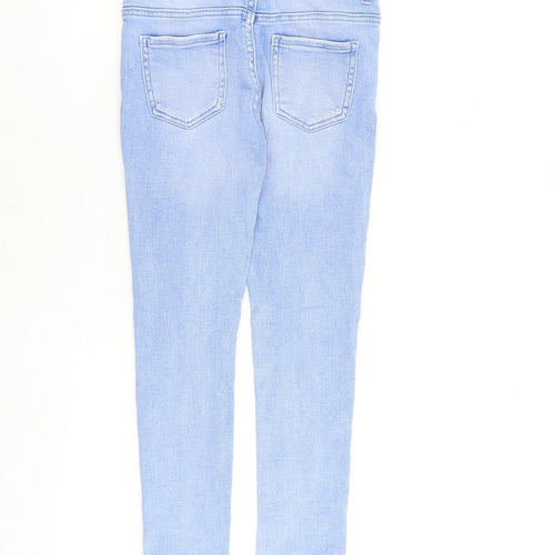 Denim & Co. Girls Blue Cotton Skinny Jeans Size 9-10 Years L25 in Slim Zip - Distressed