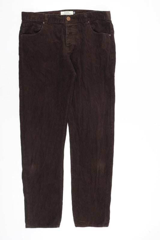 Ben Sherman Mens Brown Cotton Trousers Size 34 in L32 in Regular Zip