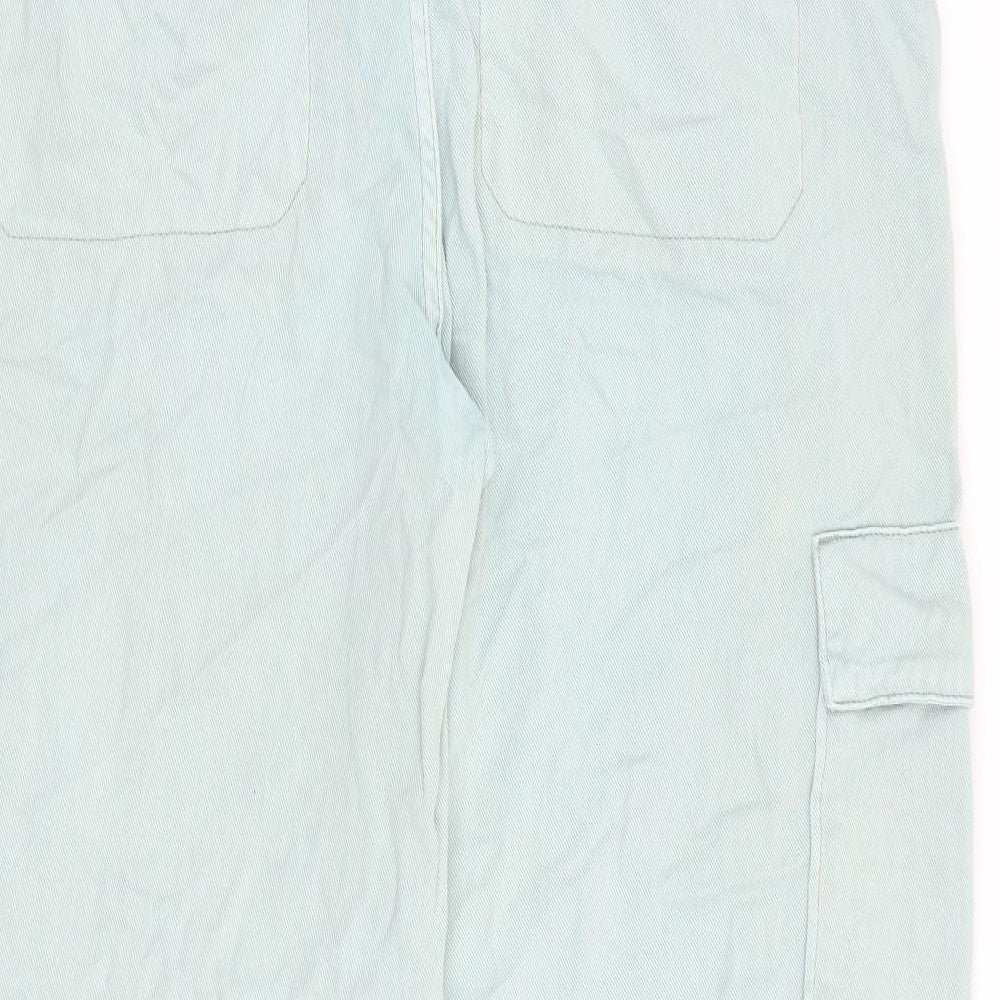 Fat Face Womens Blue Cotton Wide-Leg Jeans Size 16 L30 in Regular Tie - Cargo