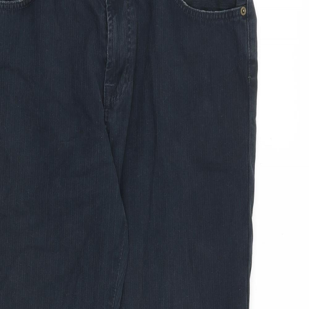 Ben Sherman Mens Blue Striped Cotton Blend Bootcut Jeans Size 36 in L32 in Regular Zip