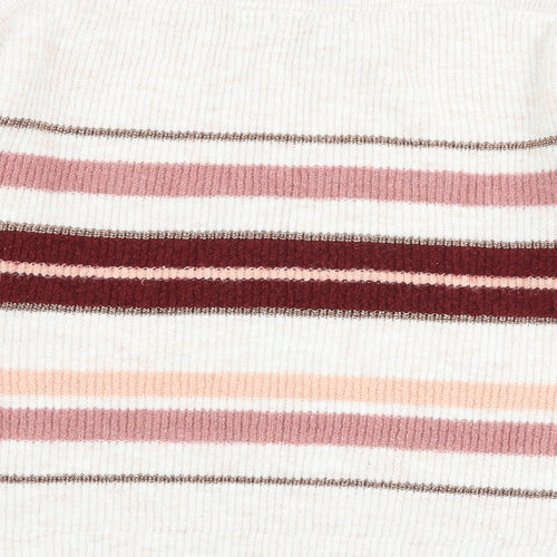 Oasis Womens Multicoloured Round Neck Striped Acrylic Pullover Jumper Size S
