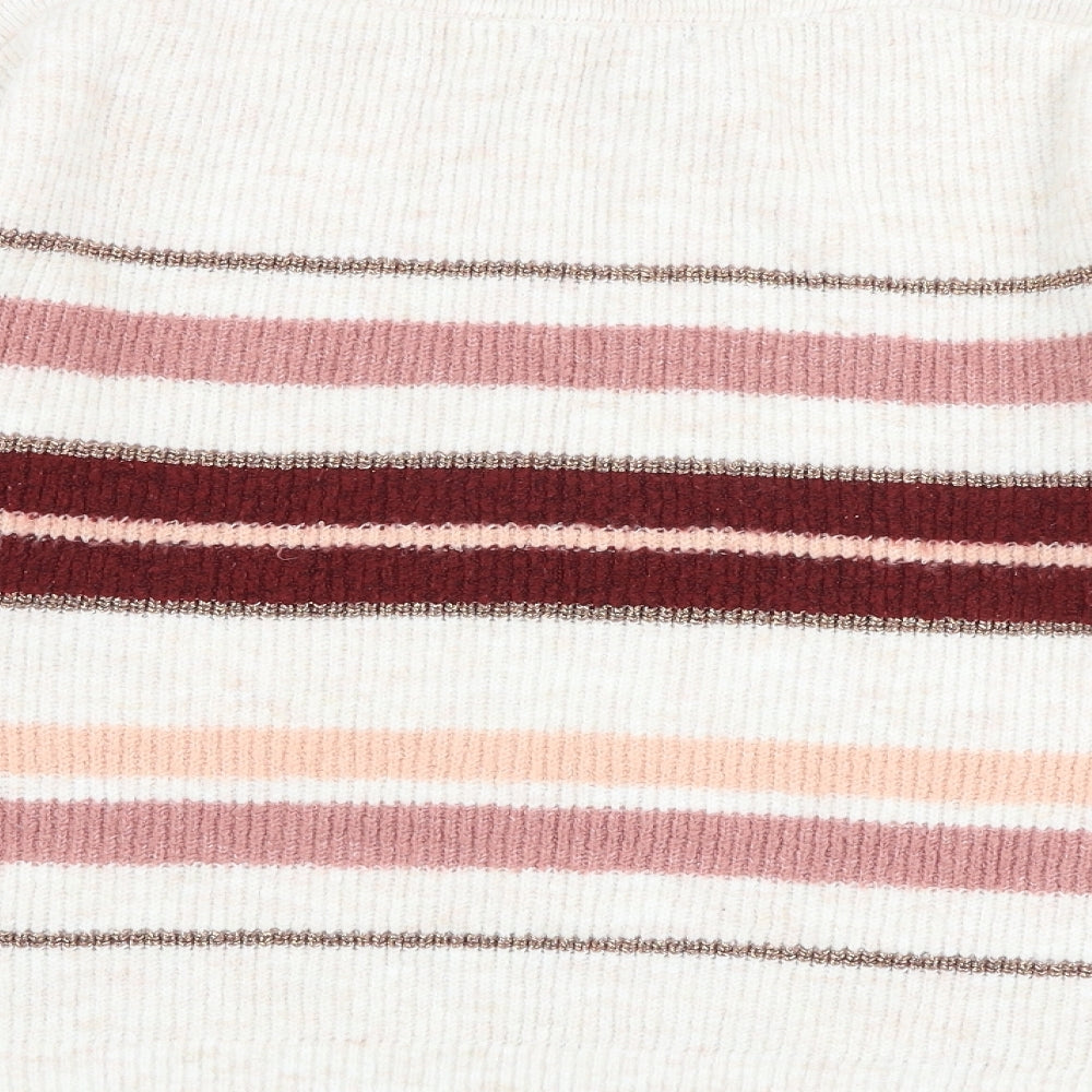 Oasis Womens Multicoloured Round Neck Striped Acrylic Pullover Jumper Size S
