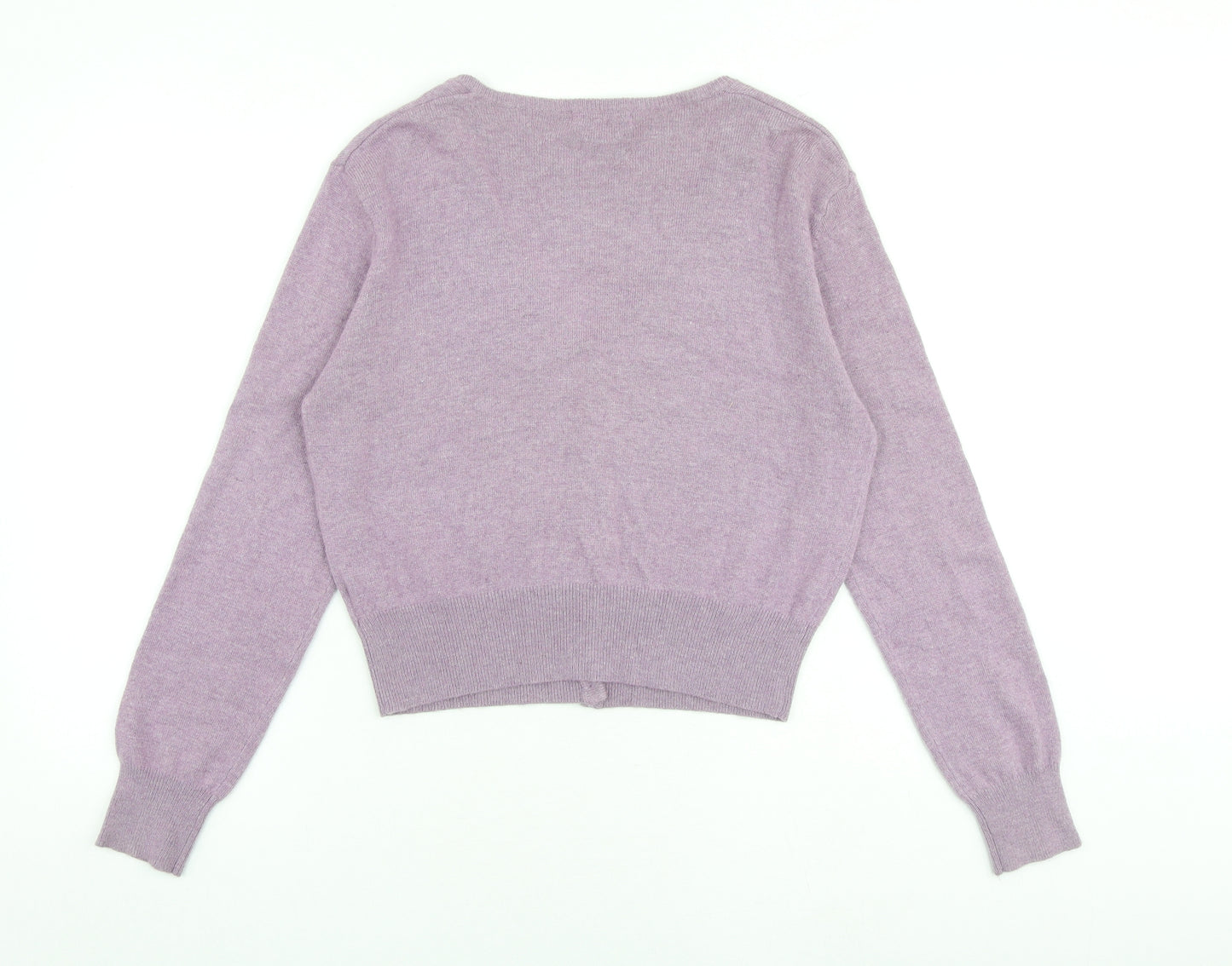 Paraphrase Womens Purple V-Neck Nylon Cardigan Jumper Size L
