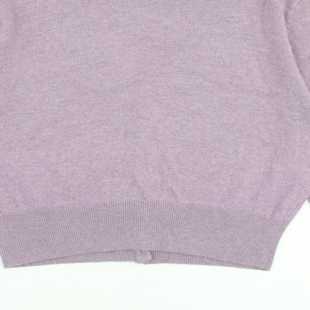Paraphrase Womens Purple V-Neck Nylon Cardigan Jumper Size L