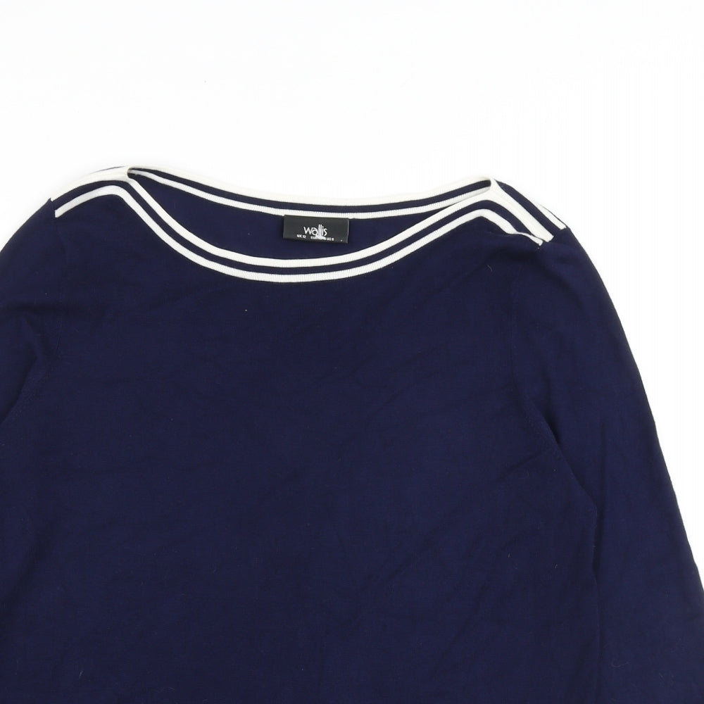 Wallis Womens Blue Round Neck Viscose Pullover Jumper Size 12