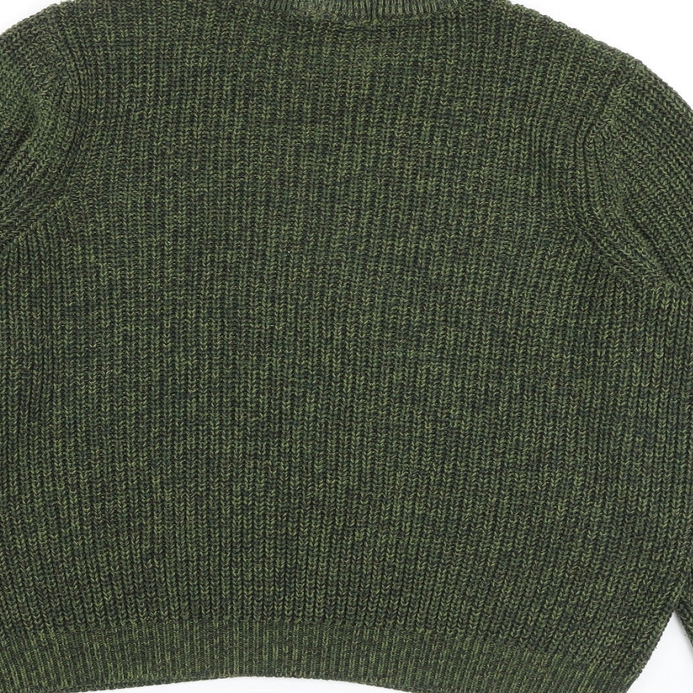H&M Womens Green Round Neck Acrylic Pullover Jumper Size XL