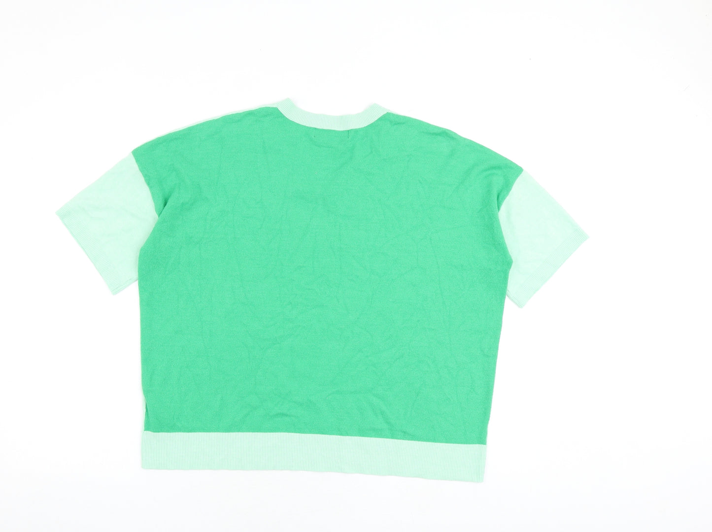 Marks and Spencer Womens Green V-Neck Viscose Pullover Jumper Size 16