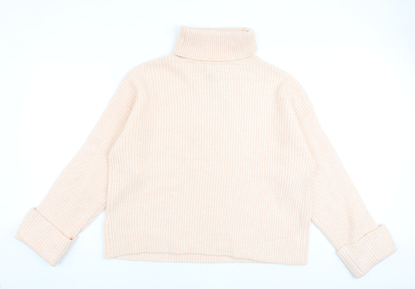 Marks and Spencer Womens Pink Roll Neck Polyamide Pullover Jumper Size L