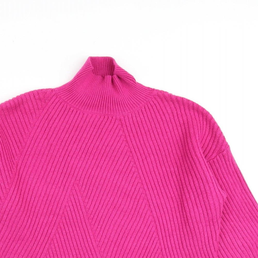 NEXT Womens Pink Mock Neck Viscose Pullover Jumper Size XS