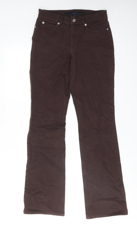 ESCADA Womens Brown Cotton Bootcut Jeans Size 8 Regular Zip