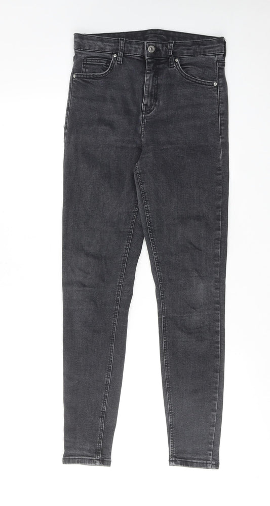 Topshop Womens Grey Cotton Skinny Jeans Size 28 in L32 in Regular Zip