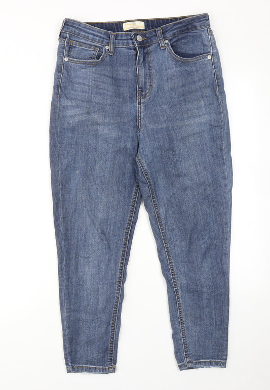 Don't think twice Womens Blue Cotton Tapered Jeans Size 10 Regular Zip