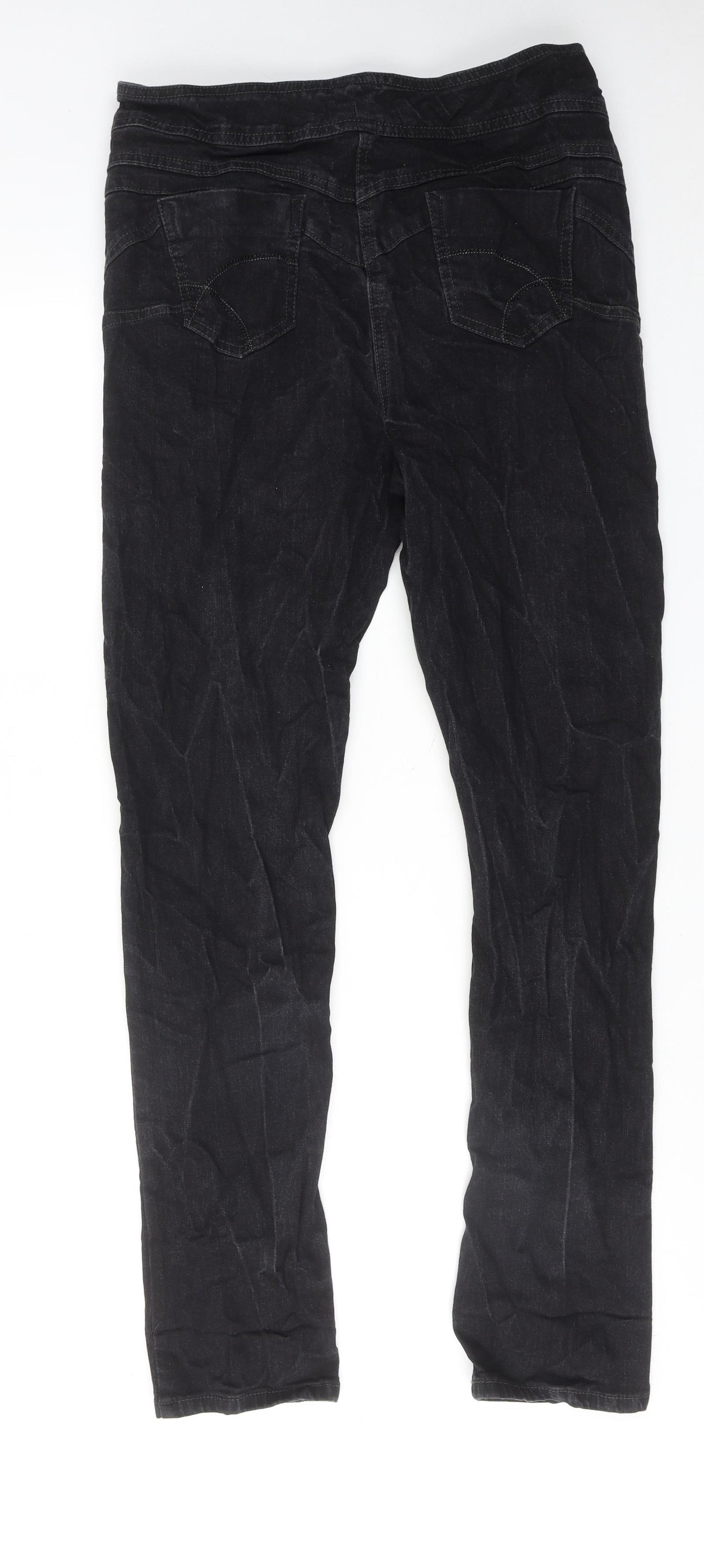 George Womens Black Cotton Skinny Jeans Size 16 Regular Zip