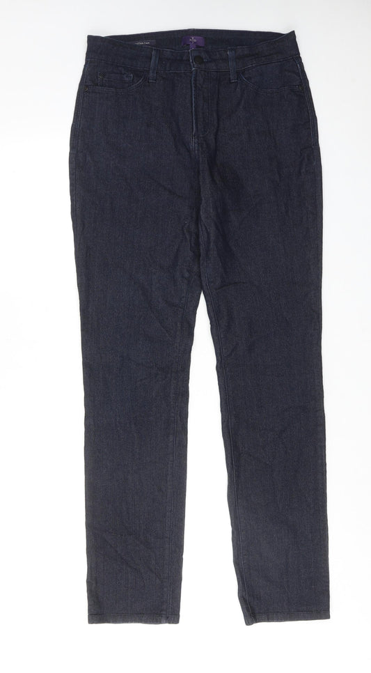 NYDJ Womens Blue Cotton Skinny Jeans Size 12 Slim Zip - Embellished Pockets