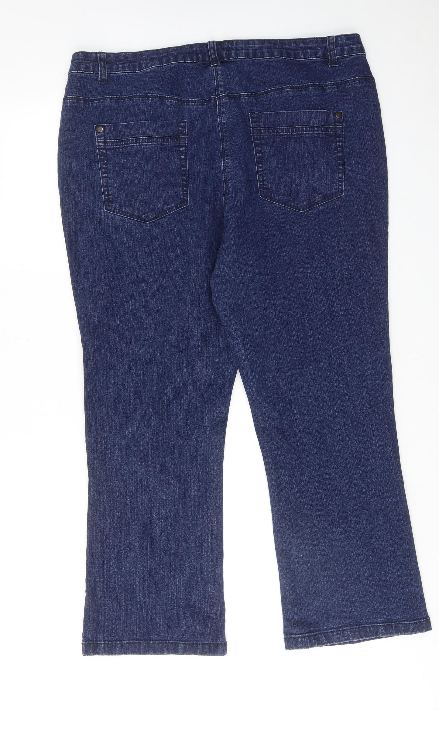 Bonmarché Womens Blue Cotton Bootcut Jeans Size 20 Regular Zip
